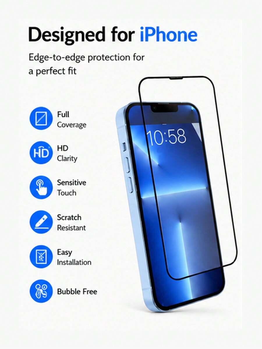 1pc High Definition Phone Screen Protector - Clear - View 1