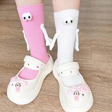 1 Pair/4 Pairs Magnetic Hand-Holding Socks, Novel And Fun Socks For Women And Men, Suitable For Couples, Gift For Boyfriend, Cute Mid-Calf Socks - Multicolor - View 5