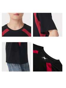 Skechers Men's Casual Commute T-Shirt, Soft And Comfortable Short Sleeve, P225U126-00GZ - Black and Red - View 11
