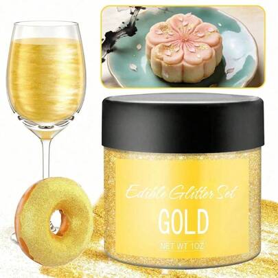 Edible Glitter For Cocktails, Luster Dust Powders For Drink, Cake Decorating, Rainbow Glitter Set, Edible Sprinkles For Cookies, Cupcakes, Chocolates And Party, 5g/Bottle