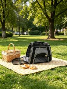 1/2pcs Soft Foldable Pet Carrier For Cats And Small Dogs - Breathable, Scratch-Resistant, Easy To Clean, Lightweight And Portable, With Detachable Shoulder Strap, Suitable For Car/Travel/Airplane/Home Use - Grey - View 4