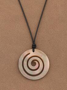 SUPBORA 1pc Fashionable Natural Shell Spiral Swirl Pendant On Wax Rope Necklace Suitable For Women Girls Jewelry Gift - Multicolor - View 6