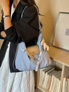 Multifunctional Tote Bag For Women, New Style With Pony Charm, Fashionable Versatile High-End Large Capacity Commuter Backpack, Shoulder Bag, Handbag, 3-In-1 Bag - Baby Blue - View 5