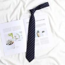 經典條紋免打結領帶，適用於女孩、男孩、青少年，校服配件，JK風領帶 - 彩色 - 查看 14