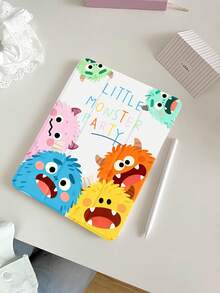 1pc Cute Cartoon Monster Letter Pattern Pencil Slot Painted Silicone Shockproof Tablet Protective Case With Sleep/Wake Function Compatible With Xiaomi - Multicolor - View 1