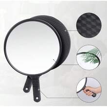 1 pieza Espejo de maquillaje portátil redondo con agarradera revestida, de alta claridad, mejor regalo de cumpleaños - Negro - Ver 3