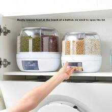 Detachable Rotating Rice Bucket, Grain Storage Bucket, Moisture-Proof And Insect-Proof Seal, Suitable For Rice, Cereals, Wheat, Pet Food, Etc., Kitchen Supplies - White - View 6