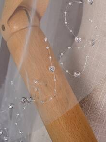 Double Layer Faux Crystal Bead Chain Design Bridal Veil, Can Cover Face, Wedding Dress Accessory, Comes With Hair Comb - Multicolor - View 8
