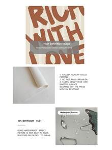 1pc Frameless Bold Brown Typography 'Rich With Love' Neutral Stripe Background Minimalist Wall Art Canvas Poster - Inspirational Quote Print For Bedroom, Dorm, Apartment, Living Room,Classroom, Prints For Wall, Vintage Decor & Best Gift Choice - Word - View 9