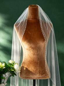 Minimalist Beaded Bridal Veil, Lightweight Wedding Veil, Versatile Mori Style, Bridal Daily Accessory - Multicolor - View 5