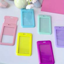 1pc - 2D Colorful Card Holder, Ins Minimalist Five-Pointed Star Slide Cover ID Card Protector Student School Card Storage Pendant, First Day Of School - Multicolor - View 7
