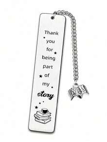 Stainless Steel Bookmark, "Thank You For Being Part Of My Story" Engraved Metal Bookmark With Book Charm Chain, Teacher Appreciation Gift - Multicolor - View 14