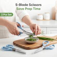 1 Piece Of Stainless Steel Five Layer Kitchen Scissors - Heavy-Duty Multifunctional Safety Scissors, Used For Cutting, Slicing, And Processing Vegetables And Seaweed In The Kitchen. Equipped With An Ergonomic Handle And Stylish Design - View 2