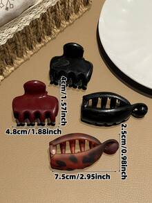 4Pcs Vintage Mixed Claw Clips, Small Claw Clips, Tortoise Shell Pattern + Solid Color Resin Hair Clips, Non-Slip Strong Hold Hair Claw, Suitable For Girls Daily Commute Casual Updo Styling Accessories, Beach Accessories, Hair Accessories, Beach Supplies, Women's Hair Clips, Teachers, Suitable For Thick Hair, Women's Hair Accessories, Gift Recommendation - Multicolor - View 6