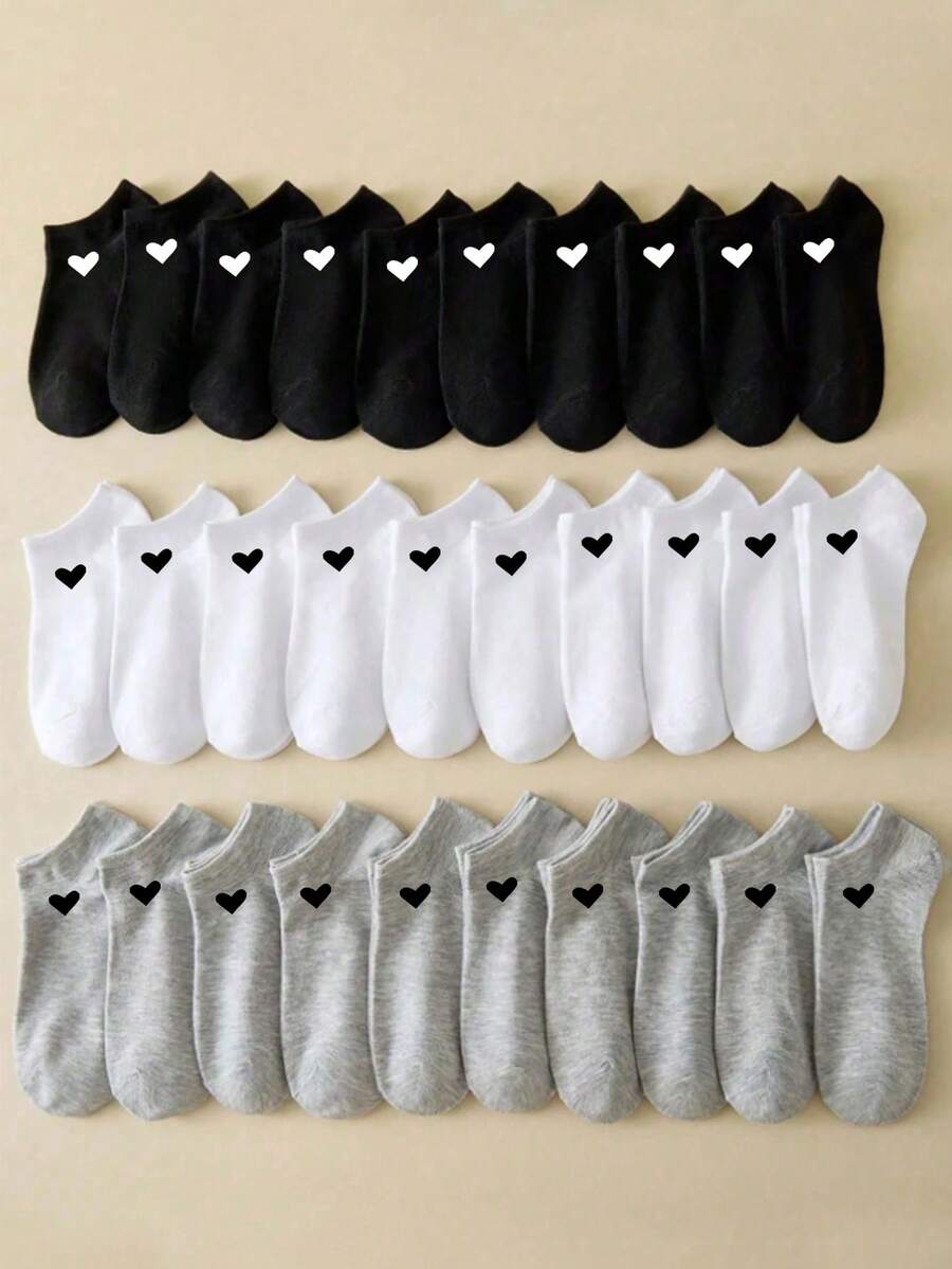 Minimalistische unsichtbare Outdoor-Bootssocken, Herz-Design, in Schwarz, Weiß und Grau erhältlich, rutschfeste Silikonbeschichtung verhindert Rutschen, atmungsaktives hautfreundliches Material, niedrig geschnitten und unsichtbar, geeignet für verschiedene Outdoor-Schuhstile