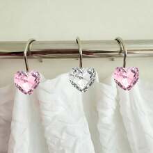 Heart-Shaped Shower Curtain Hook Set, Rust-Resistant And Durable, With Beautifully Designed Rings, Made Of High-Quality Stainless Steel. An Ideal Choice For Bathroom Essentials. - Multicolor - View 3