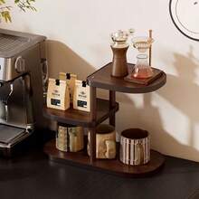 1 Stück Vintage Mehrschichtiger vertikaler Aufbewahrungsständer, Massivholz Material, kompakter Desktop Kaffee Regal, Mehrzweck Mid-Century Stil Aufbewahrungsständer, Küchen Gewürzregal, Tassenhalter, Ausstellungsregal, geeignet für Küche, Esszimmer, Tee Bereich, Bar Tresen Aufbewahrung und Ausstellung - Verschiedenfarbig - Übersicht 4