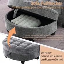 Multifunctional Sofa, 2-In-1 Sofa Bed, Storage Ottoman, Breathable Skin- Fabric, - Eucalyptus Wood, Suitable For Small Living Rooms, Studies, And Bedrooms. - 深灰色 - 查看 10