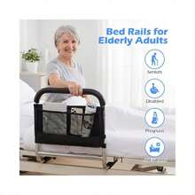 Bed Rails For Seniors, 5-Level Height Adjustable, Non-Slip Handle, Storage Pouch, Easy Assembly, Fits King/Queen/Twin - Black - View 8