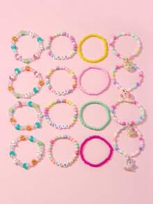 4pcs/Set Girls Cute Unicorn Pendant Bracelet Set, Suitable For School, Daily Wear And Festivals, Random Colorful Beads - Multicolor - View 2