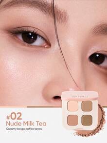 JUDYDOLL SILKY 4色眼影盤 啞光珠光亮片 多功能通勤日常新手旅行盤 - #02 Nude Milk Tea - 查看 2
