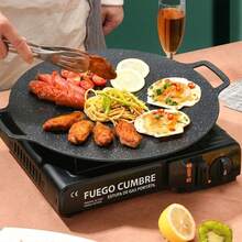 30cm Round Marble Stone Griddle, Large With Two Handles, For Outdoor Grilling, Cooking Meat, Tacos, Vegetables, Compatible With All Types Of Stoves - Black - View 7