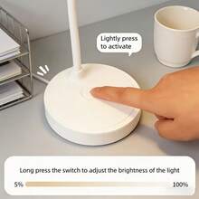 1 pieza Lámpara de escritorio LED pequeña blanca, brillo ajustable, 3 modos de luz de color - Adecuada para leer, estudiar o uso nocturno, alimentada por USB sin necesidad de batería, regalo de Navidad perfecto para oficina, estudio y lectura - Modelo enchufable - Ver 5