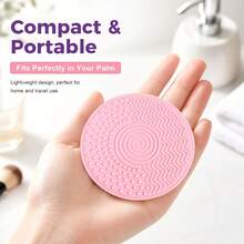 Portable Silicone Makeup Brush Cleaning Pad Suitable For Plastic Brush Heads, Compact Round Brush Travel And Use, Gentle Hygienic Cleaning Mascara, Eyebrow, Lipstick Brush Care - Palm-sized Makeup Dry Cleaning - View 11