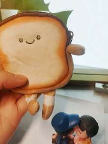1pc Cute Toast-Shaped Coin Purse – Casual, Portable Coin Wallet & Keychain; Perfect Gift For Teachers' Day, Christmas, Birthdays, Or Halloween. - View 10