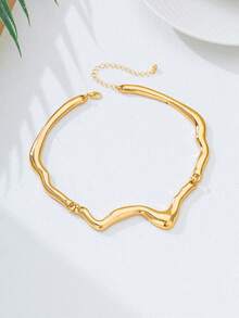 1pc Fashionable Retro Minimalist Choker Necklace With Lava Water Drop Design, Asymmetrical Neck Ring, Suitable For Women's Daily, Party, And Travel Wear - Necklace - View 8