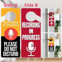 1PC "Recording In Progress-Do Not Disturb" Sign Reversible, Double-Sided Printed Wooden Door Sign For Recording Studios, Conference Rooms, Private Studios, Clubs, Office Decor, And Home Decor. - A - View 1
