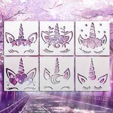 6pcs Unicorn Stencil Set, 5.91*5.91 Inches, Reusable Painting Stencils, Suitable For Scrapbooking, Paper, Photo Frames, Fabric Art, DIY Crafts, Wall Decor, Reusable Stencils, Large Size Stencils, Decorative Concrete Stencils - Unicorn Template Set - View 3