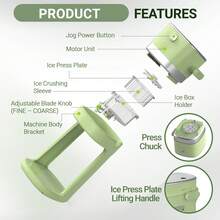 Electric Shaved Ice Machine, Stainless Steel Blades-Easily Make DIY Smoothies With Fruit And Jam. Perfect For Summer Gatherings And Parties. - Mint Green - View 3
