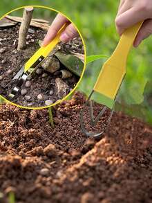 1pc Hand-Held Round Weeder - A Plastic Handle Lawn And Garden Weeding Tool That Makes Gardening Simple And Easy. Featuring An Iron Ring Design And Sharp Blades, This Manual Weeding Tool Has A UV-Resistant Plastic Handle For Weeding, Loosening Soil. - Multicolor - View 7