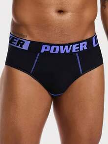 4pcs Men's Low Waist Elastic Triangle Briefs With Letter Print Contrast Waistband, Suitable For Daily Casual Wear - Multicolor - View 5