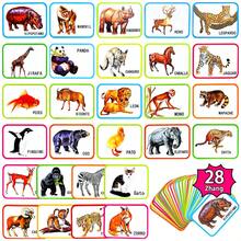 28 Spanish Alphabet/Animal/Fruit Double-Sided Cognitive Learning Cards (15cm X 11cm) - Exquisite Illustrated Teaching Cards, Early Education Reading Game - Multicolor - View 9