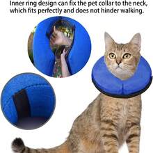 Collar de recuperación inflable para mascotas, cono protector suave, diseño desinflado, necesita inflarse antes de usar para la curación de heridas de perros y gatos (Azul sin tira reflectante/Rosa con tira reflectante) - Multicolor - Ver 8