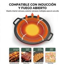 30cm Round Marble Stone Griddle, Large With Two Handles, For Outdoor Grilling, Cooking Meat, Tacos, Vegetables, Compatible With All Types Of Stoves - Black - View 3