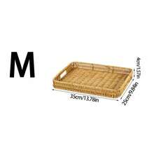1/2/3pcs Vintage Handwoven Rattan Tray With Handles, Multi-Functional Decorative Basket, Suitable For Bread, Snacks, Fruit, Desserts, Applicable For Kitchen, Dining Room, Living Room, Balcony, Picnic, Home Storage And Organization - Yellow - View 11