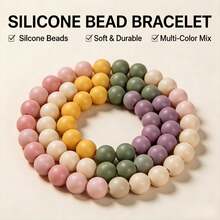 103pcs Vibrant Morandi 15mm Silicone Beads Mixed Focal/Spacer, Jewelry Making Supplies, DIY Beading Unisex For Pen Toppers, Keychains, ID Lanyards - Morandi Color Scheme - View 4