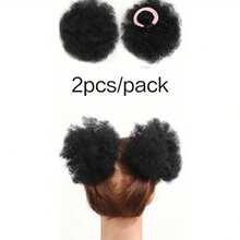 4 Inch Pink Ponytail Hair Extension, Afro Curly Synthetic Hair, 1 Pair - 彩色 - 查看 13