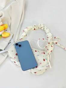 1 buah Tas Bahu Wanita Bahan Nilon Putih dengan Resleting Halus, Motif Cetak Stroberi, Tali Serut, Desain Modis, Serbaguna, Kasual, Musim Panas, Lintas Batas, Tas Bahu Niche Baru, Cocok untuk Penggunaan Sehari-hari Wanita - Putih - View 9