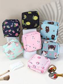 Cartoon Sanitary Pad Storage Bag, Large Capacity Sanitary Pad Organizer, Travel Storage Pouch, Multifunctional Mini Organizer Bag, Holiday Gift ﻿(1pc Single Item Small Item Random Color) - Multicolor - View 6