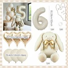 Cream White Rabbit Number Balloon Garland Set, 32 Inch Cream White Number Foil Balloon, Cute Rabbit Standing Aluminum Foil Balloon With Gold Bow, Suitable For Birthday Party Decoration, Baptism, Anniversary, Wedding, Valentine's Day Party Decoration, Christmas Decoration, Wedding Arrangement, Room Decoration. - Rabbit Set - View 10