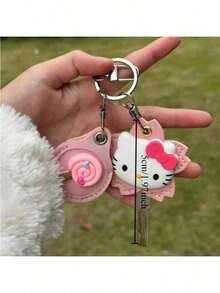 1 llavero mini con tarjetero de Hello Kitty de Sanrio, ideal para Halloween, Navidad, graduación, decoración del hogar, novia, fiestas, cumpleaños de amigos y para la escuela. - Multicolor - Ver 4