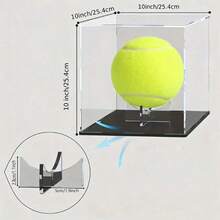 1pc Acrylic Display Box With Black Base, Dust-Proof Transparent Case For Displaying Basketball, Football, American Football, Golf Ball, Tennis Ball And Other Sports Memorabilia, With Vertical Stand, Suitable For Signed Ball Collection And Display - Black Base - View 7