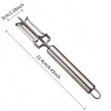 3合1不鏽鋼蔬菜削皮器:細絲切片器、馬鈴薯芽眼去除器及鋒利廚房削皮器-適用於胡蘿蔔、小黃瓜和馬鈴薯;易於清洗的烹飪工具 - 銀色 - 查看 5
