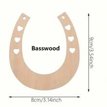 10/20pcs Heart-Shaped Hollow Basswood With Jute Rope Wooden Horseshoe Crafts - DIY Painting And Doodling, Lightweight Wooden Hanging Decor, Suitable For Weddings, Parties, Holidays And Home Decoration - Horse Hoof - View 2
