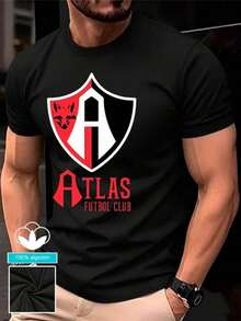 Camiseta 100% algodón para hombre con un elegante estampado del equipo atlas animado de alta gama - Negro - Ver 1