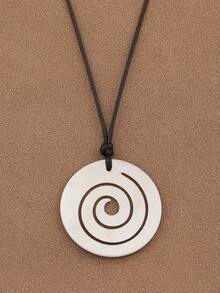 SUPBORA 1pc Fashionable Natural Shell Spiral Swirl Pendant On Wax Rope Necklace Suitable For Women Girls Jewelry Gift - Multicolor - View 7